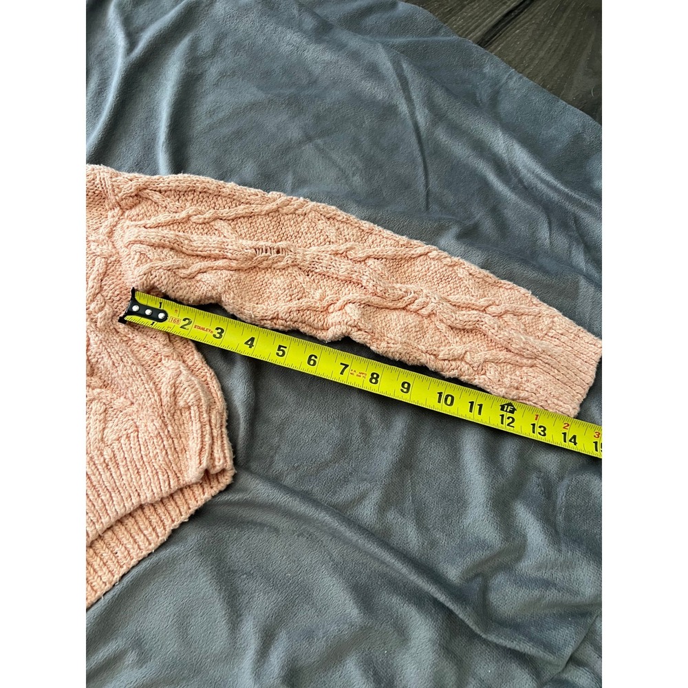 Urban Outfitters Peach Cable Knit Cropped Sweater Small - Picture 4 of 6
